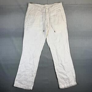 Baird McNutt Linen Murano Pants Mens 32x30 White Chino Drawstring Coastal